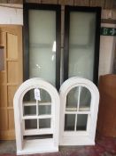 Two Archway style sash windows, approx 1150 x 640mm), and two rectangular timber framed windows,
