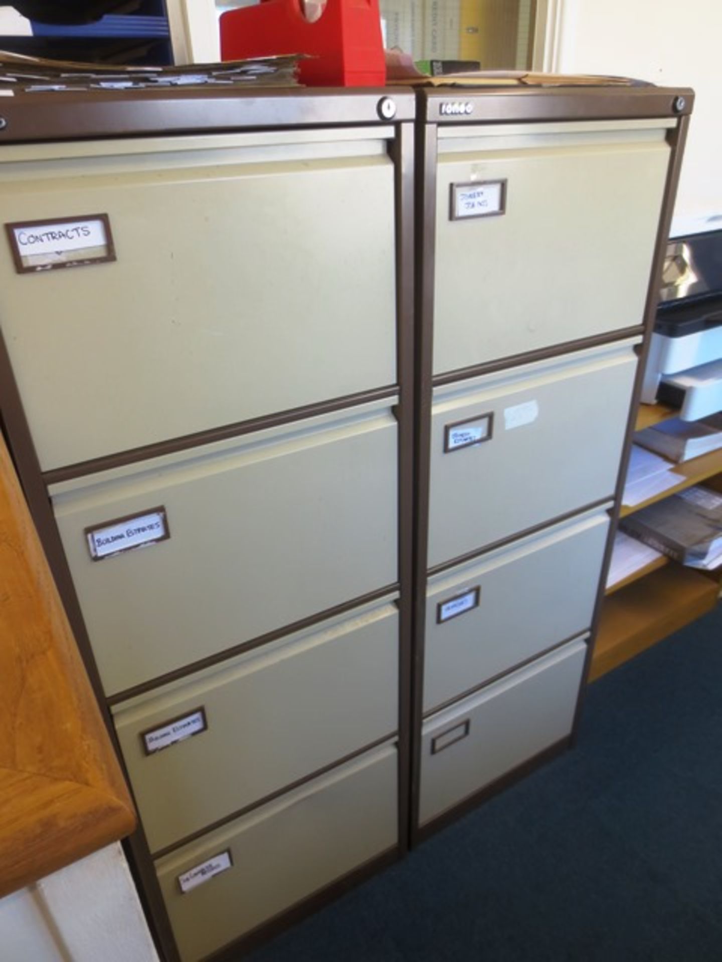 Two Roneo 4-drawer steel filing cabinets