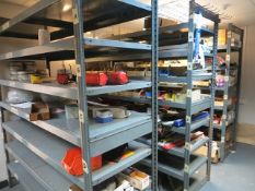 Contents of stock room to include 8 bays of boltless racking various auto bulbs, O rings, shrink