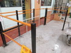 The yellow & black pedestrian barrier 28 section c/w 40 uprights