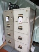 2 x Chubb steel four drawer fire safe filling cabinets c/w keys