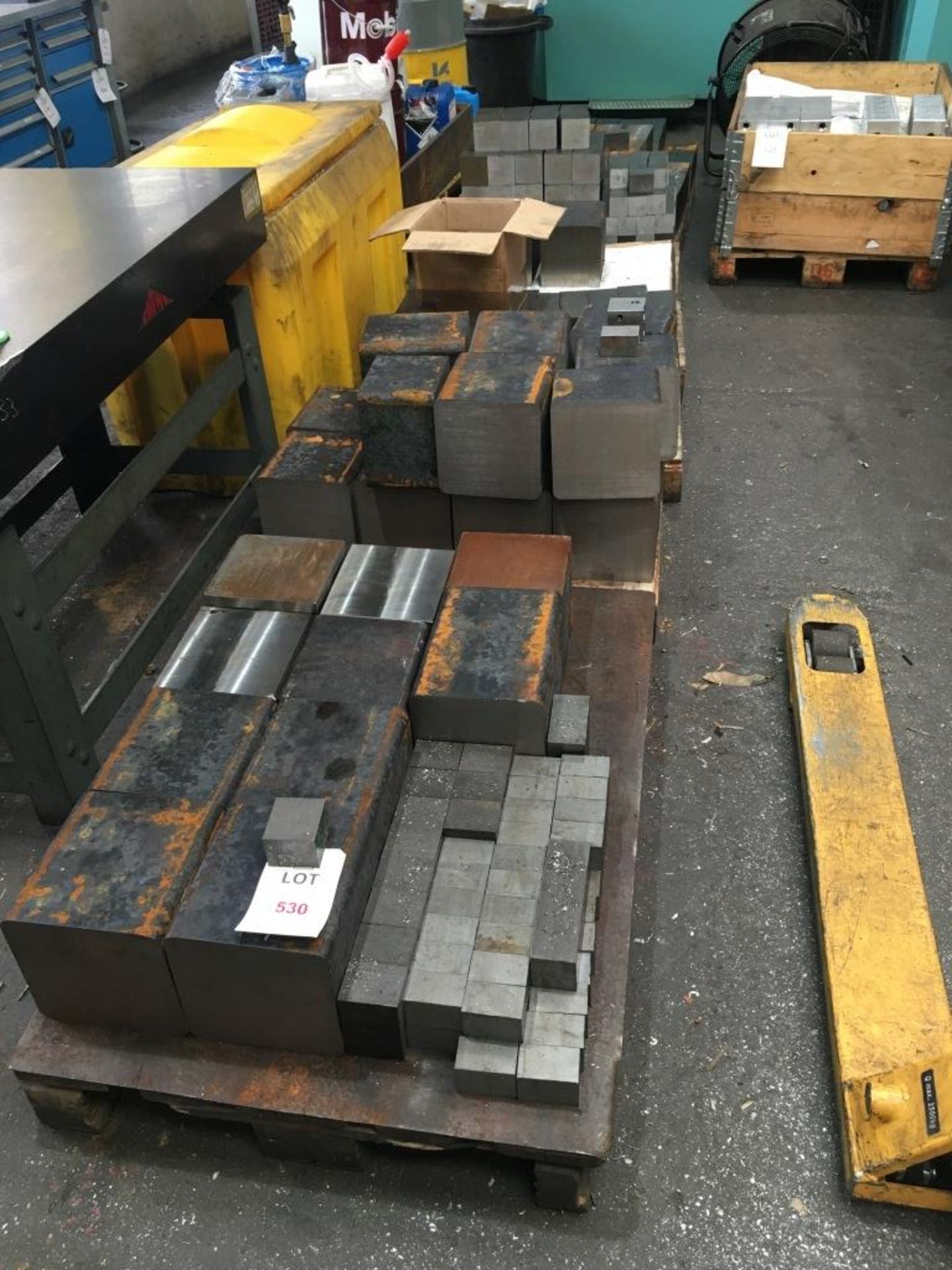 Large quantity of mild steel cut to length blanks, seven pallets