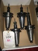 Eight BT50 taper shank tool holders, with fitted tooling in two boxes