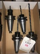 Four BT50 taper shank tool holders, with fitted tooling in one box