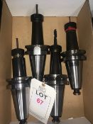 Four BT50 taper shank tool holders, with fitted tooling in one box