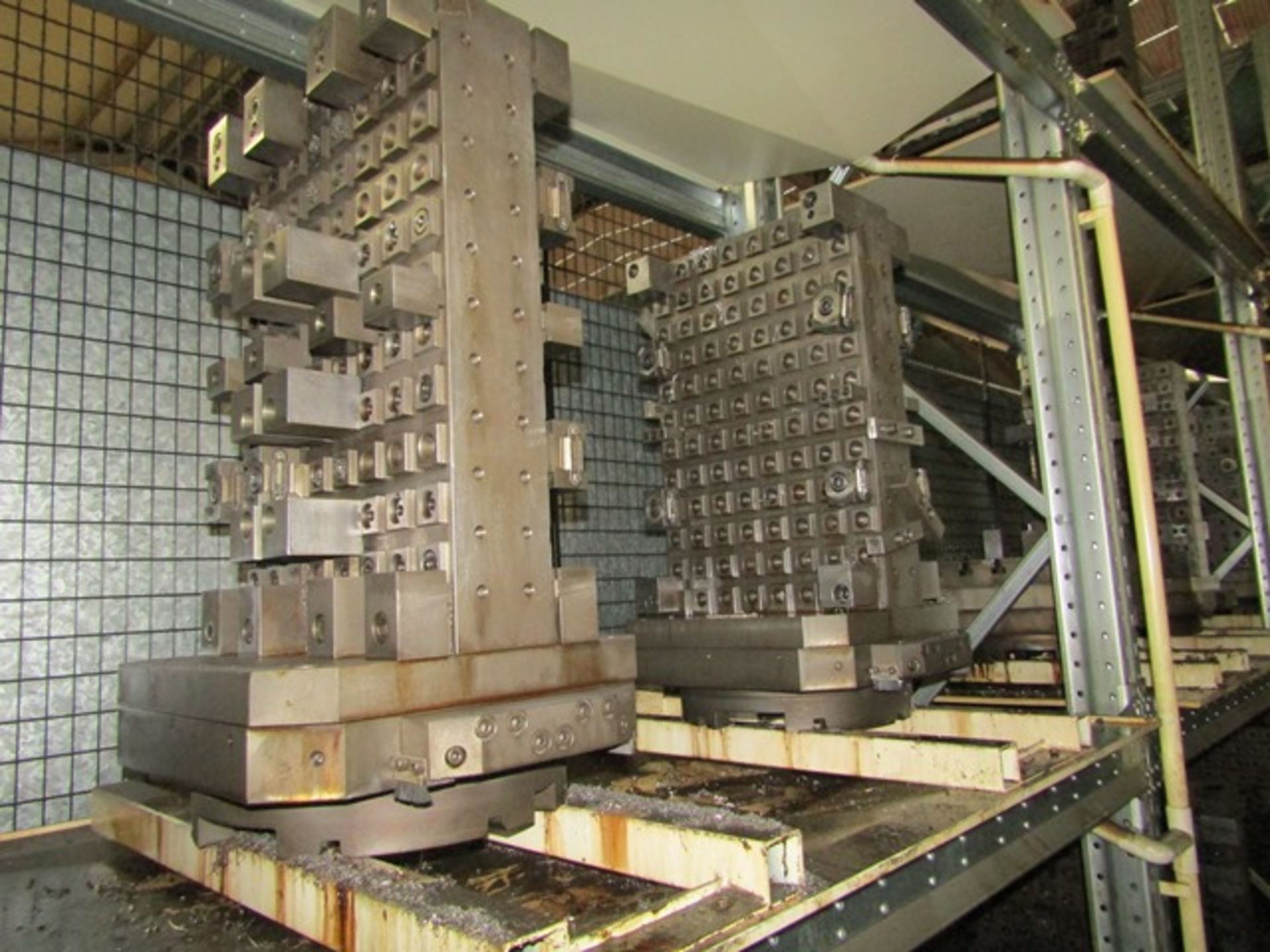 Fourteen machining pallets to suit twin pallet machine, with work fixtures (locate on middle row - Image 5 of 10