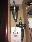 Four BT50 taper shank tool holders, with fitted tooling in two boxes
