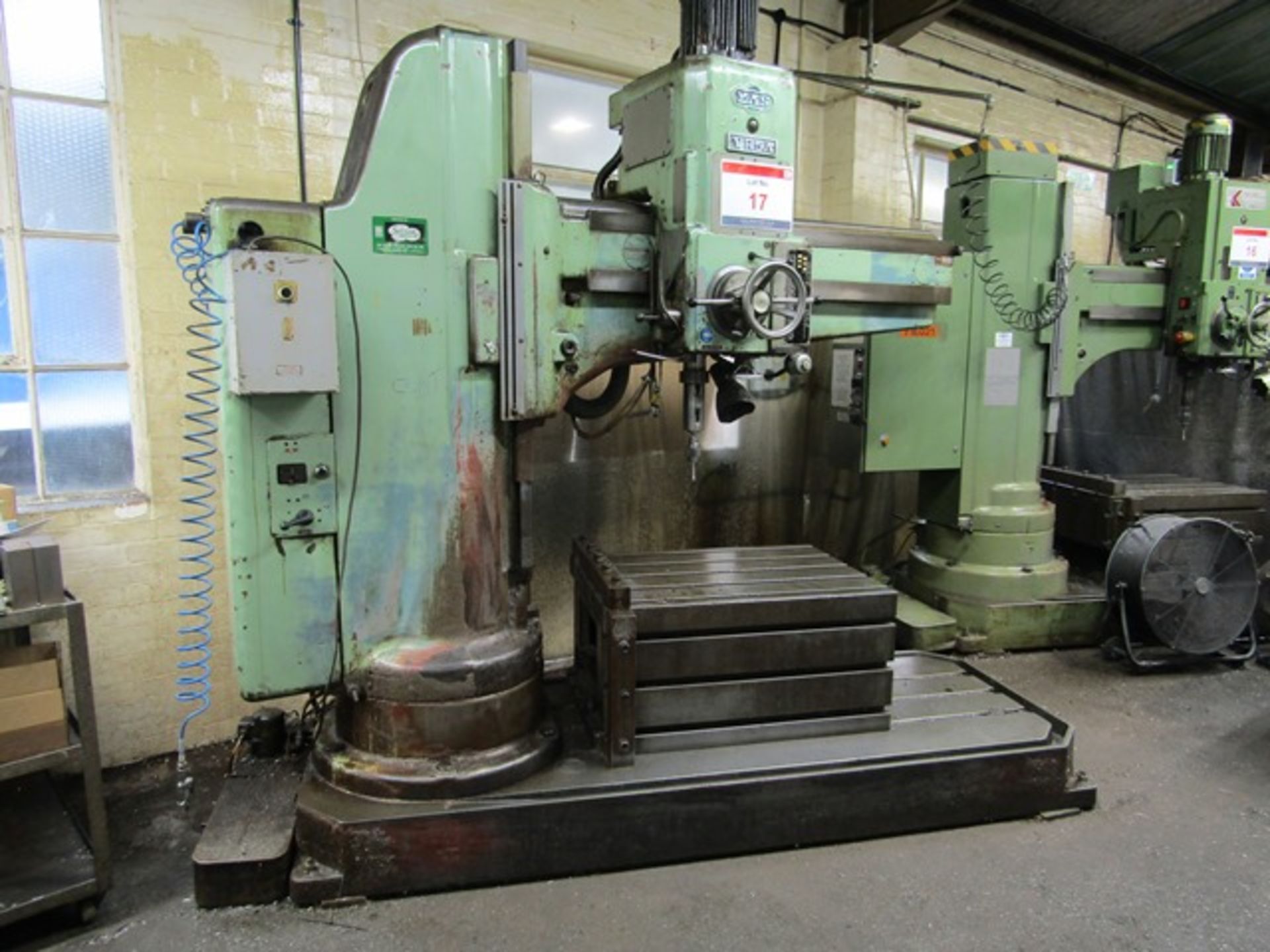 MAS VR5A elevating column radial arm drill, serial no: 381, max distance between spindle and