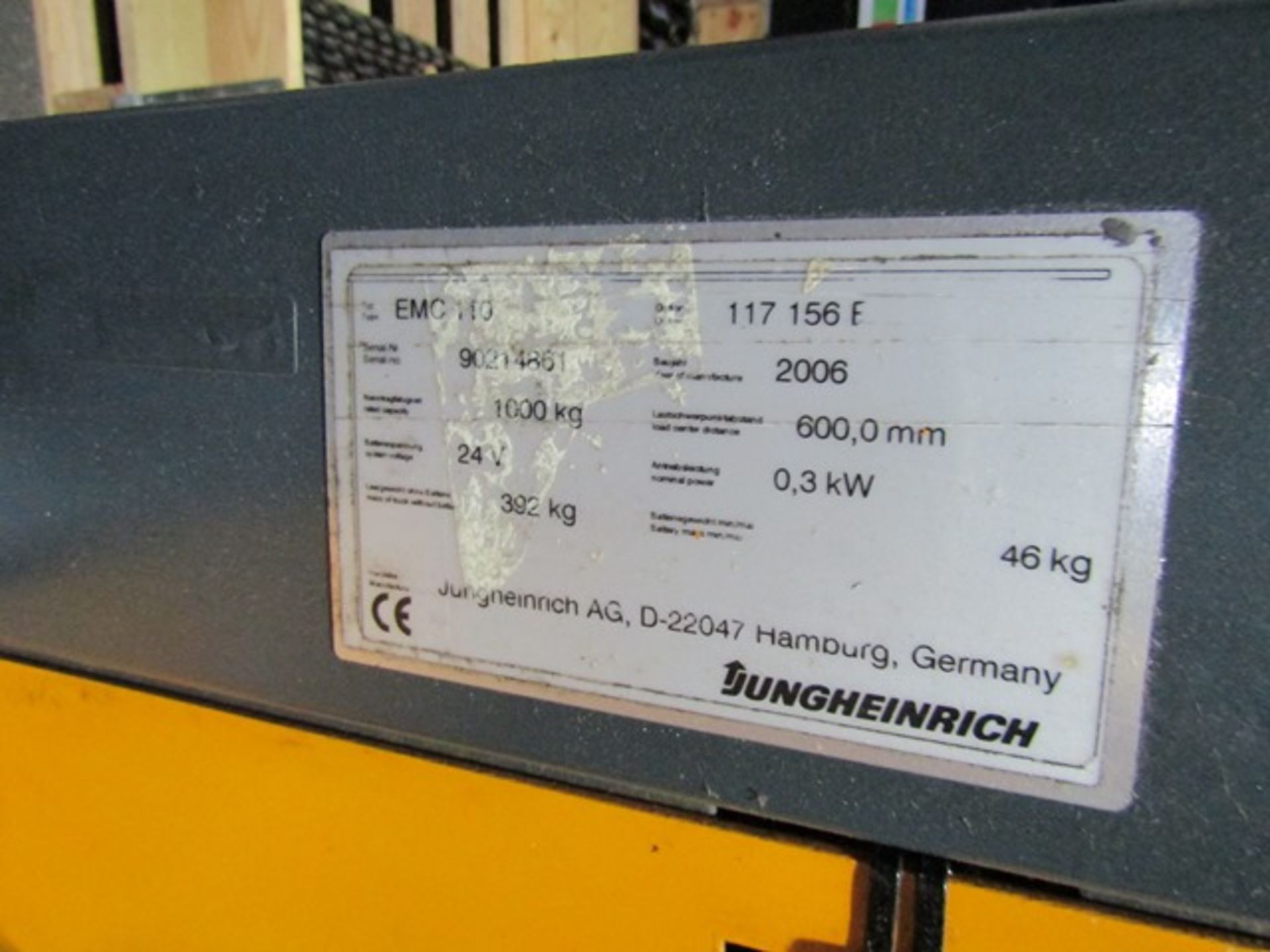 Jungheinrich EMC110 pedestrian battery operated, pallet truck/forklift truck, serial no: 90214861, - Image 4 of 4