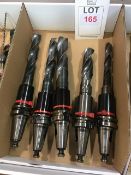 Nine BT40 taper shank tool holders, fitted tooling, in two boxes