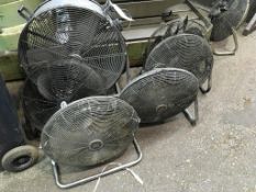 Seven assorted size electric air flow fans