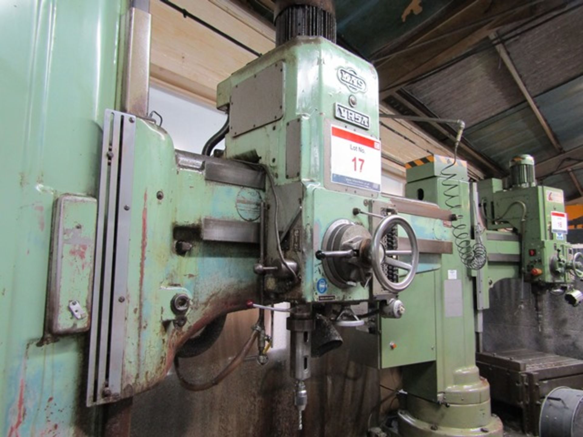 MAS VR5A elevating column radial arm drill, serial no: 381, max distance between spindle and - Image 7 of 10