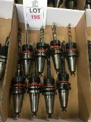 Eight BT40 taper shank tool holders, fitted tooling, in one box