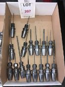 Thirty two taper shank tool holders, fitted tooling, in two boxes
