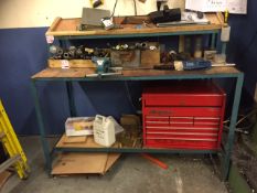 Three steel framed works benches