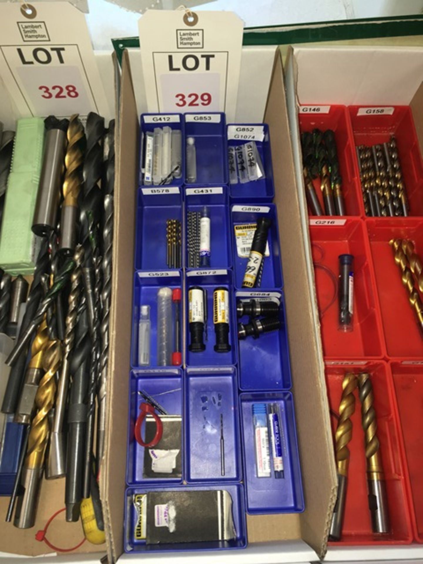 Quantity of assorted HSS straight shank drills, small dia, (boxed/unused), in one box