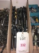 Quantity of assorted straight shaft twist drills, milling cutters, etc., in three boxes