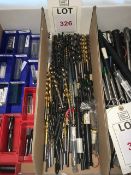 Quantity of assorted HSS straight shank drills (boxed/unused), in one box
