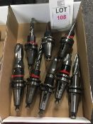 Eight BT40 taper shank tool holders, fitted tooling, in one box