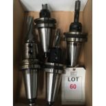 Four BT50 taper shank tool holders, with fitted tooling in one box