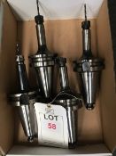 Four BT50 taper shank tool holders, with fitted tooling in one box