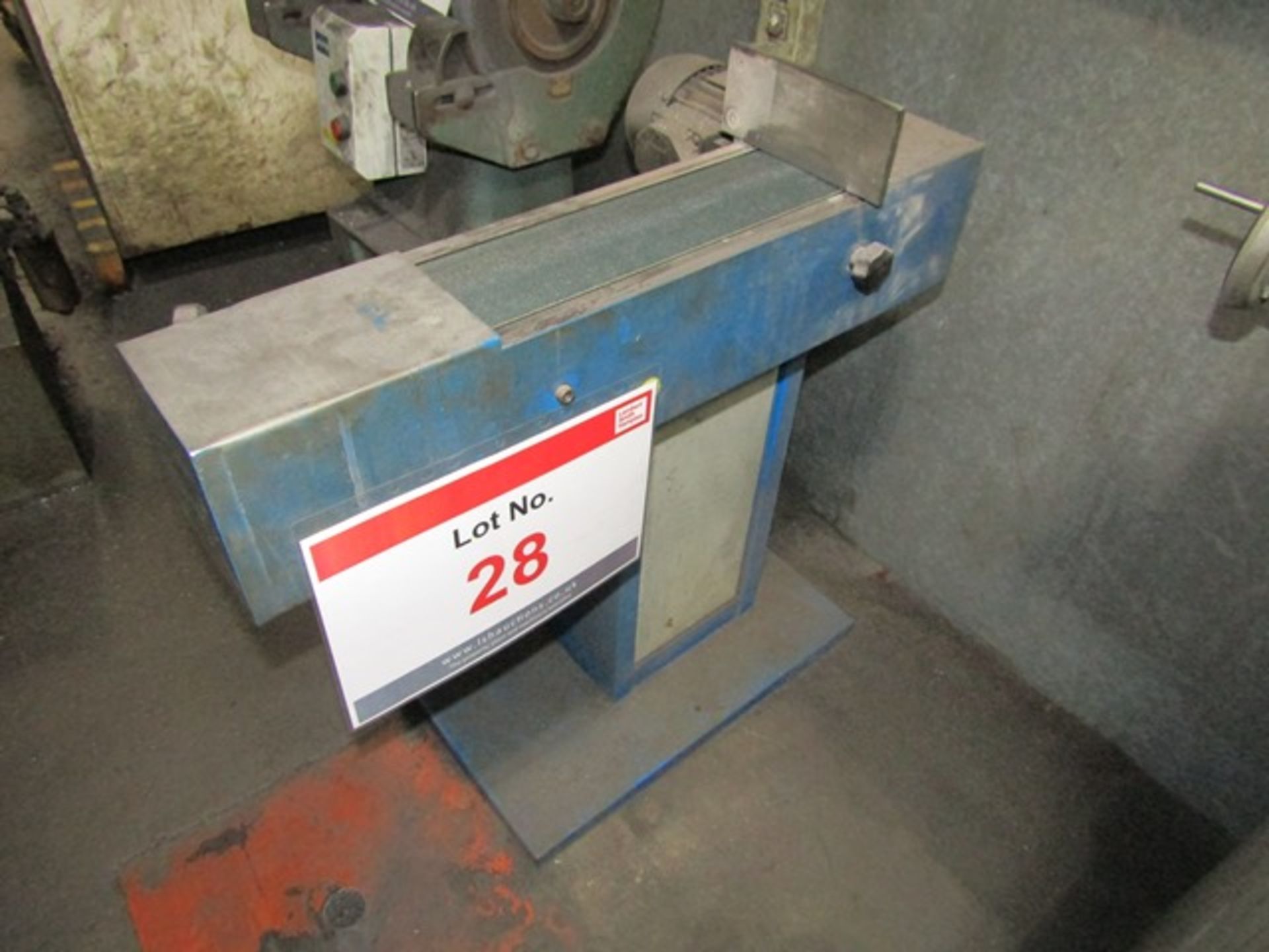 Morrisflex 100mm horizontal continuous belt facer, on stand. (Please note: A work Method Statement