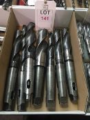 Seven large dia H55 twist drills with taper shank drill sleeves