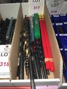 Quantity of assorted HSS straight shank twist drills, long series, in one box