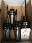 Four BT50 taper shank tool holders, with fitted tooling in one box