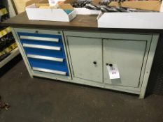 Bott steel engineers cabinet with timber worktop, 1500mm, fitted four roller drawers and double