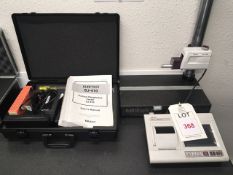 Mitutoyo SJ-410 surface roughness tester, mounted on 250mm granite plate, with hand operated