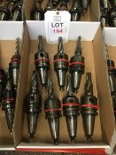 Fifteen BT40 taper shank tool holders, fitted tooling, in two boxes