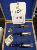 Bowers 3 piece micrometer bore gauge set, 0.375" to ½", ½" to 5/8" to 3/4", with case and two