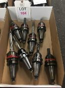 Eight BT40 taper shank tool holders, fitted tooling, in one box