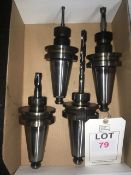 Eight BT50 taper shank tool holders, with fitted tooling in two boxes