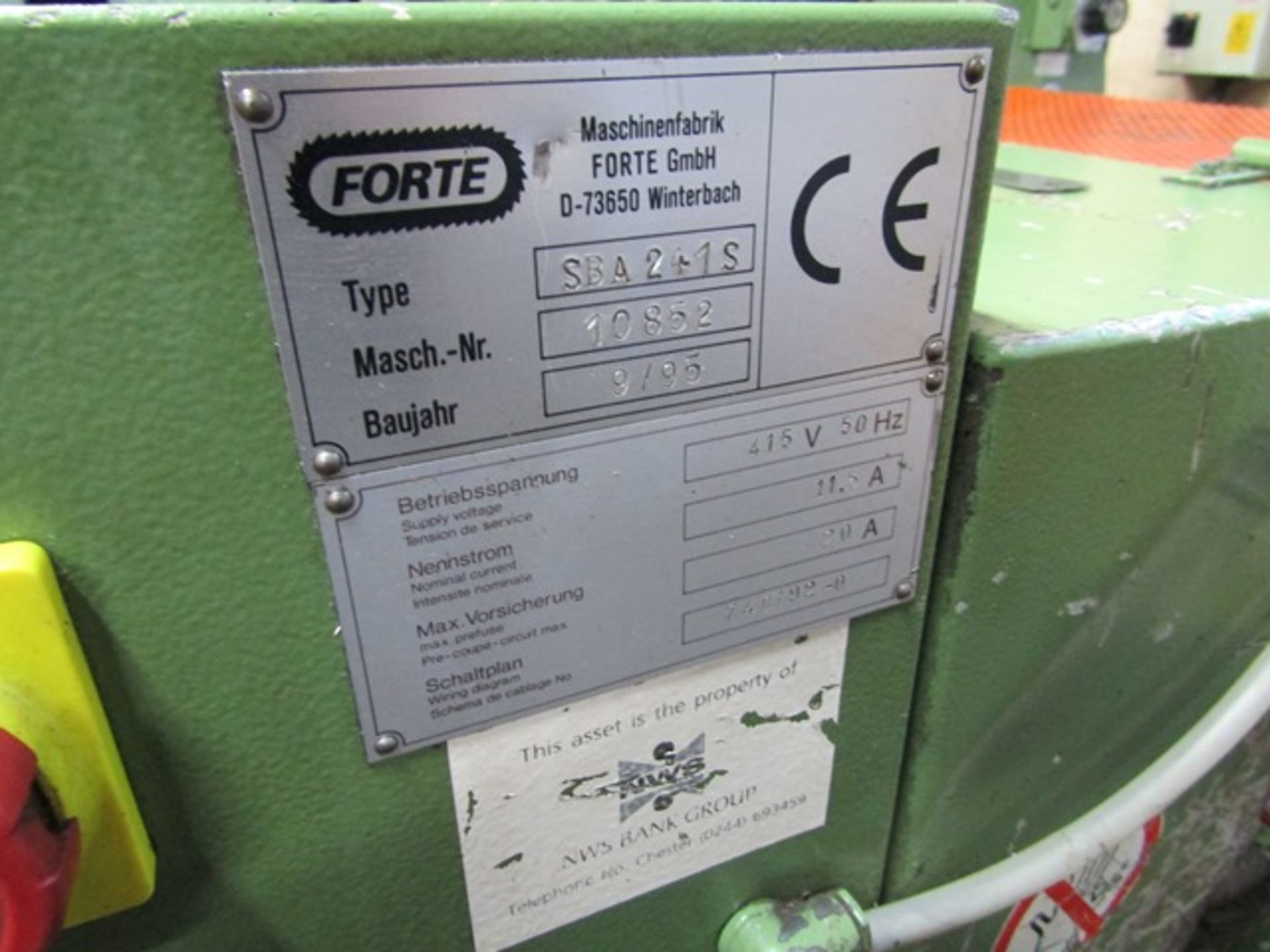 Forte automatic horizontal band saw, type SBA241S, serial no: 10852 (1995), approx max width - Image 6 of 10