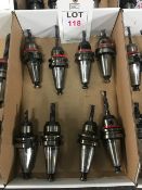 Sixteen BT40 taper shank tool holders, fitted tooling, in two boxes