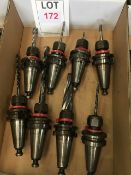 Fourteen BT40 taper shank tool holders, fitted tooling, in two boxes