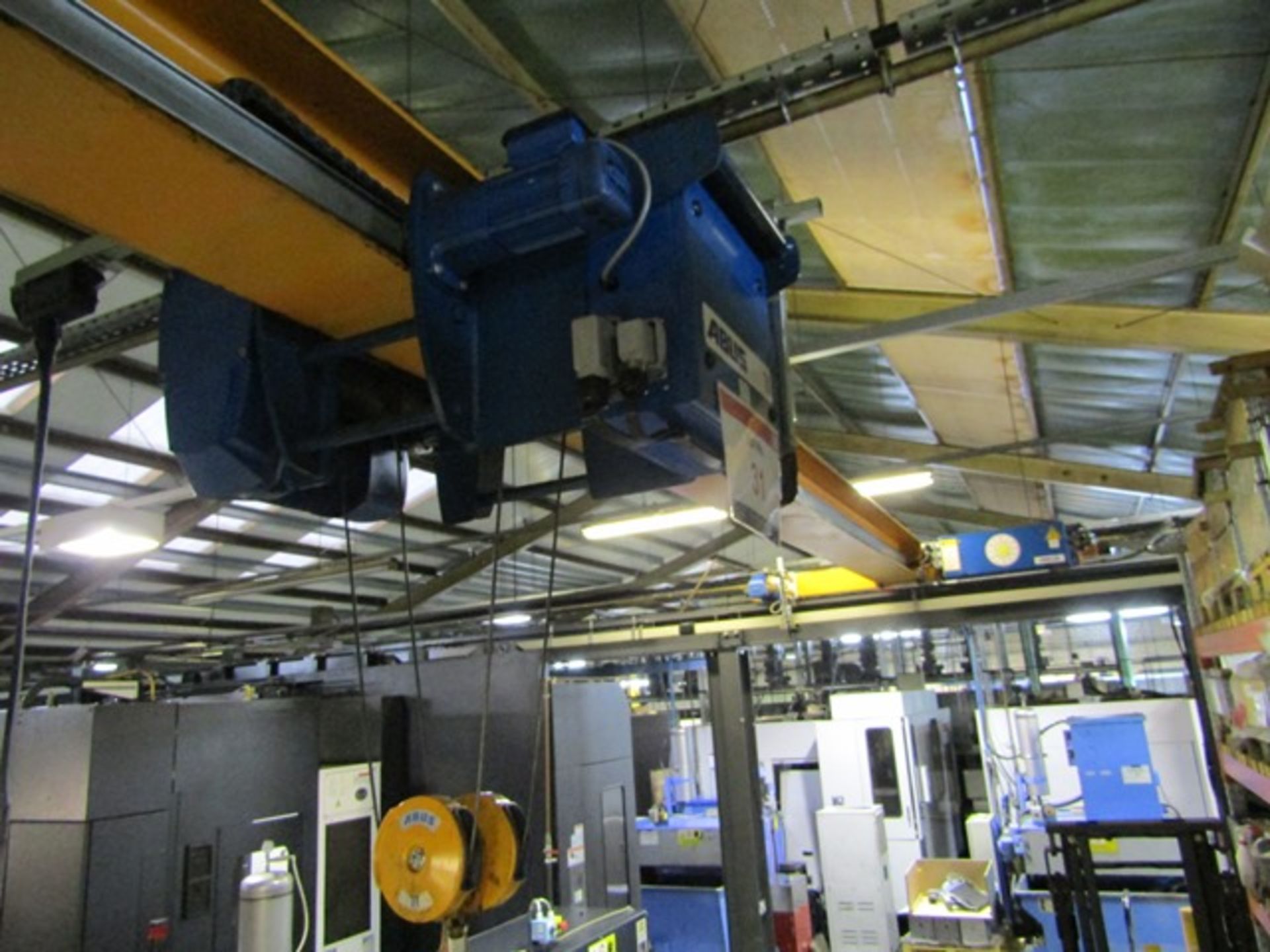 Abus 1 ton overhead travelling electric gantry crane, serial no: 16258516-1, approx 5.5m span x - Image 2 of 9