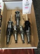 Four BT40 taper shank tool holders, fitted Renishaw measurement probe heads, in one box