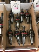 Sixteen BT40 taper shank tool holders, fitted tooling, in two boxes