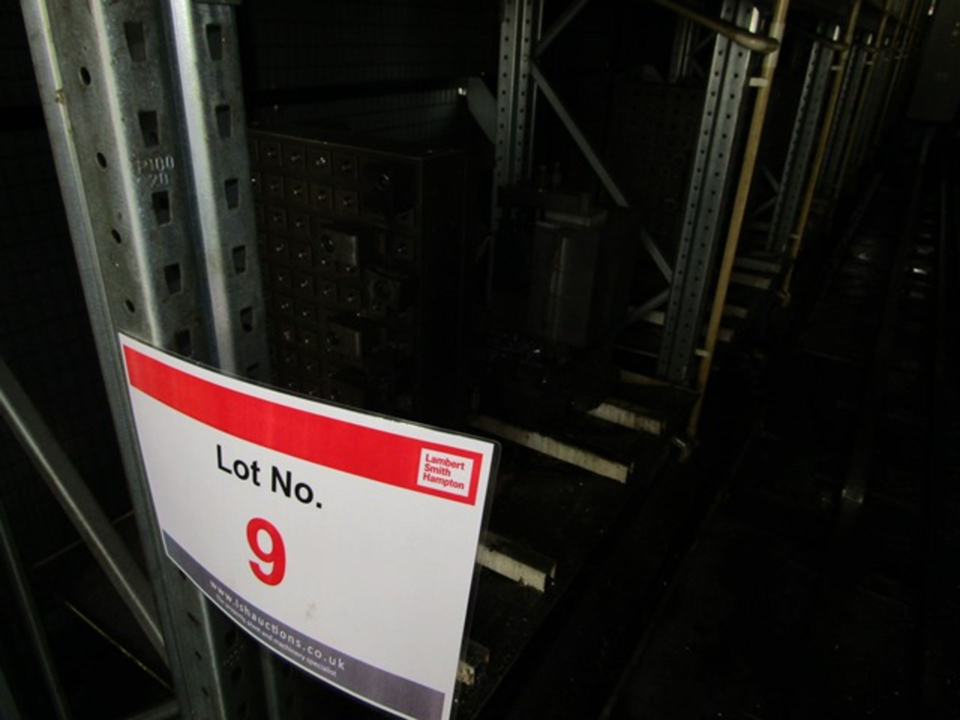Fourteen machining pallets to suit twin pallet machine, with work fixtures (locate on lower row of