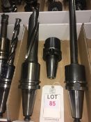 Three BT50 taper shank tool holders, fitted with 2 large dia boting bars in one box