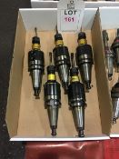 Four BT40 taper shank tool holders, fitted tapping heads, in one box