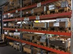 Two bays of steel pallet racking, 4-tier, each bay measuring, 9 ft wide 11 ft tall and 3.5 ft