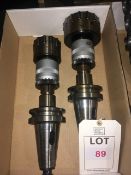 Two BT50 taper shank tool holders, fitted 2 large dia honing tools, in one box
