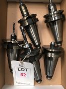 Five BT50 taper shank tool holders, with fitted tooling in one box