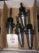 Four BT50 taper shank tool holders, with fitted tooling in one box