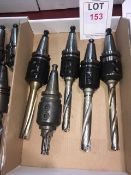 Ten BT40 taper shank tool holders, fitted tooling, in two boxes