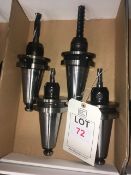 Four BT50 taper shank tool holders, with fitted tooling in one box